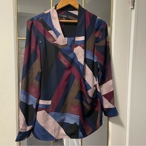 Le Chateau Women's Abstract Multicolor Blouse Small